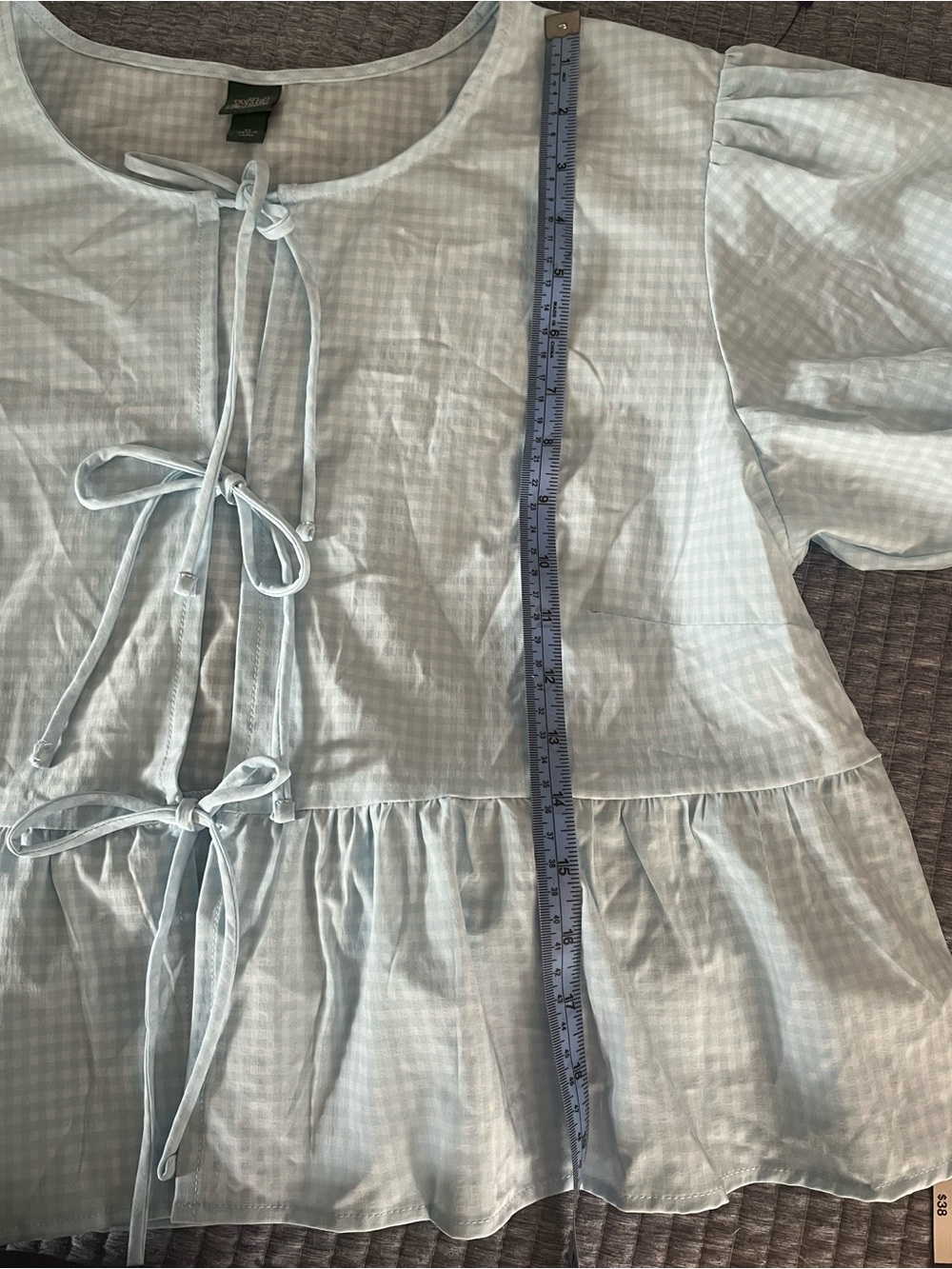 wild fable Light Blue Tie-Front Peplum Blouse - Picture 7 of 7